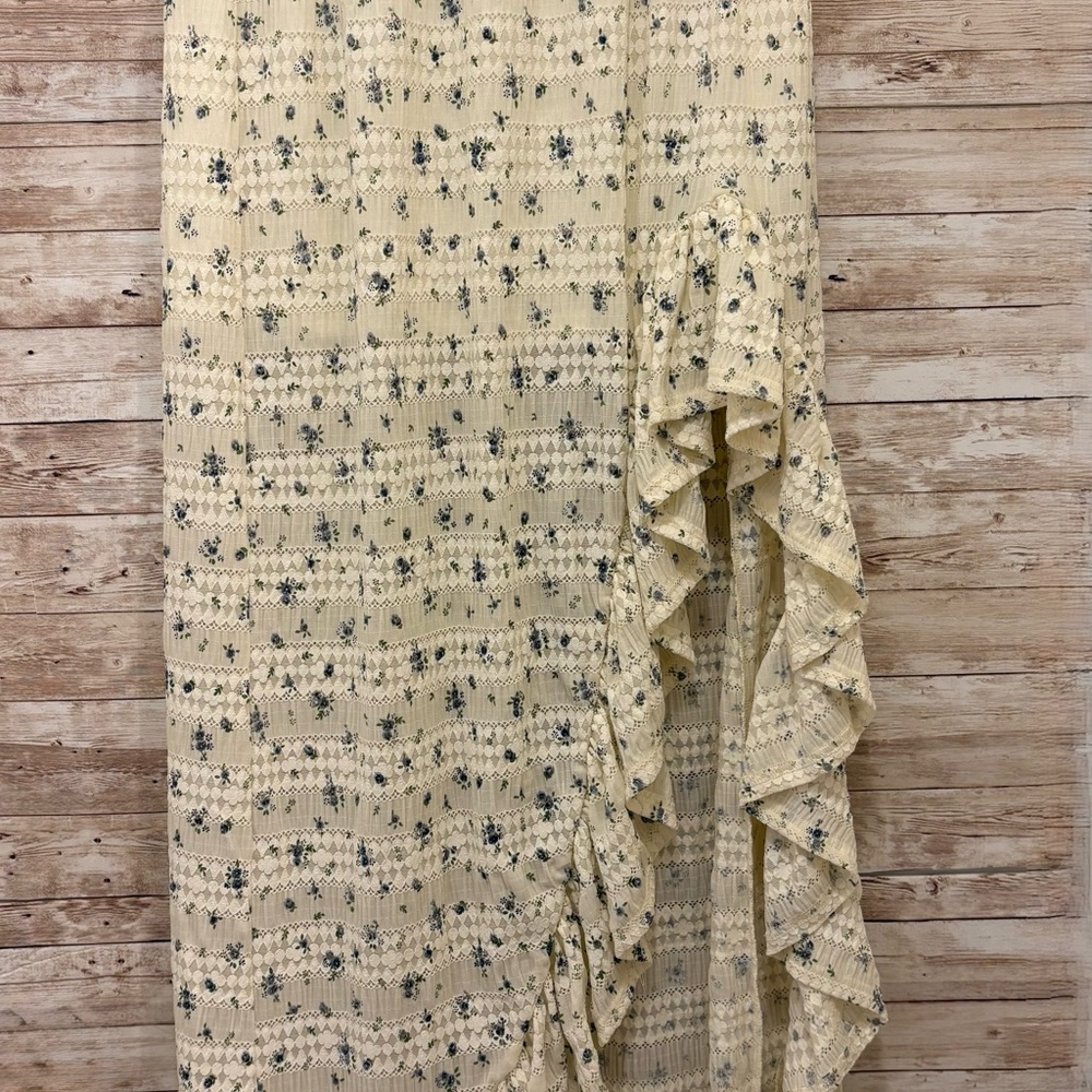 Bailey Rose Floral Cream Ruffle Lace Asymmetrical Skirt Womens L